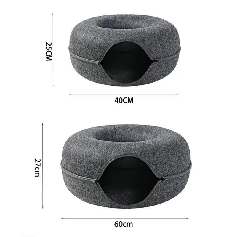 Cat Donut Bed - Cozy and Stylish Sleeping Solution for Your Feline Friend - WoofPurr