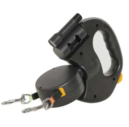 Automatic retractable double dog leash for walking two dogs Australia