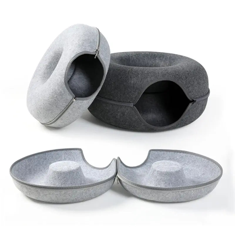 Cat Donut Bed - Cozy and Stylish Sleeping Solution for Your Feline Friend - WoofPurr