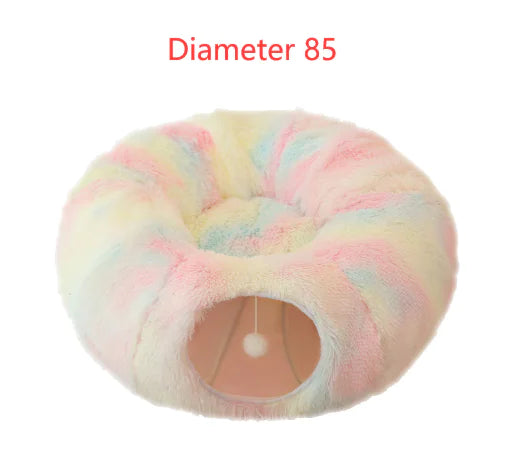2 In 1 Cat Tunnel Bed - Cozy Round Cat Beds for Play and Relaxation - WoofPurr