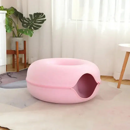 Cat Donut Bed - Cozy and Stylish Sleeping Solution for Your Feline Friend - WoofPurr