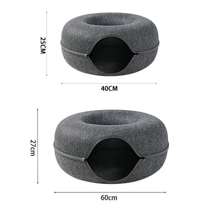 Cat Donut Bed - Cozy and Stylish Sleeping Solution for Your Feline Friend - WoofPurr